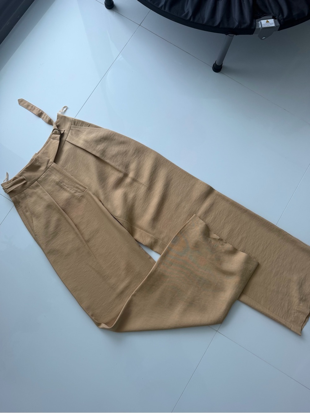 Nanushka Tan Wide-Leg Trousers with Side Ties — Size S